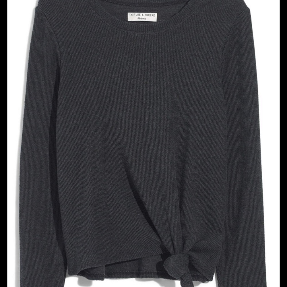 Texture & Thread Jacquard Knot-Front Top